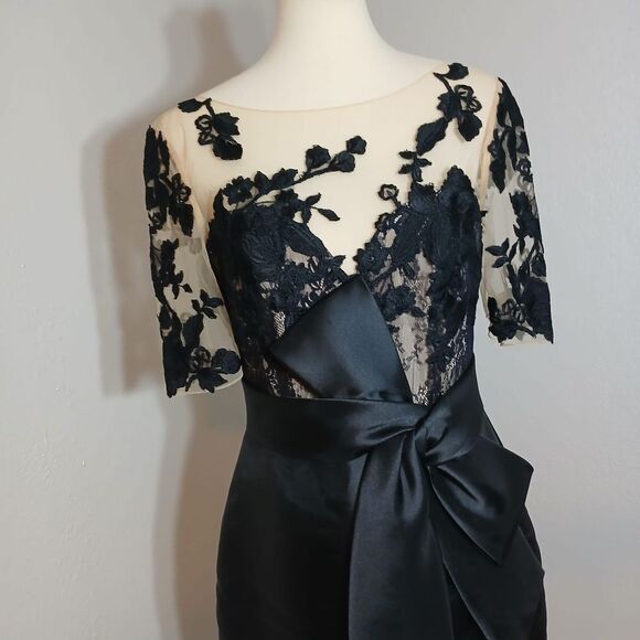 Badgley Mischka Black Midi Dress with Elegant Silhouette - Picture 5 of 16